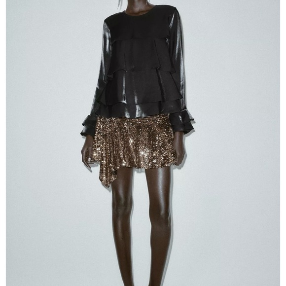 NWT ZARA ASYMMETRIC SEQUIN SKORT - Picture 2 of 10